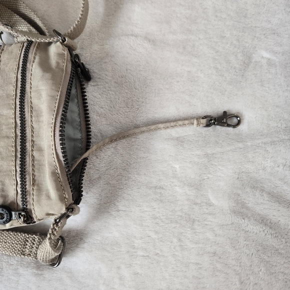 Kipling Alvar Crossbody Nylon Purse Beige W/glitter  Shoulderbag Small - Picture 7 of 12